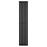 Sleek black oval single column radiator, 1800 x 360mm, featuring a smooth finish and modern design, ideal for contemporary interiors