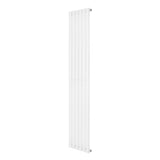 Sleek white oval single column radiator, 1800 x 360mm, featuring a smooth finish and vertical design, ideal for modern interiors