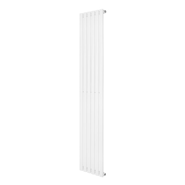 Sleek white oval single column radiator, 1800 x 360mm, featuring a smooth finish and vertical design, ideal for modern interiors