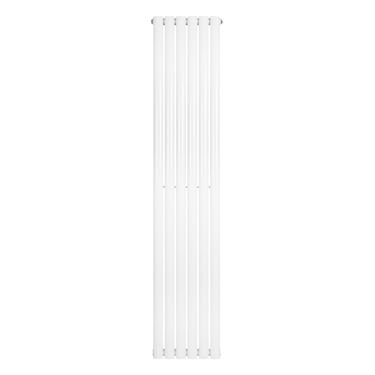 Sleek white oval single column radiator, 1800 x 360mm, featuring smooth vertical lines and a modern design for efficient heating