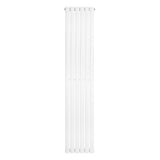 Sleek white oval single column radiator, 1800 x 360mm, featuring smooth vertical lines and a modern design for efficient heating