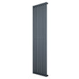 Sleek anthracite grey oval single column radiator, 1800 x 480mm, featuring smooth vertical lines and a modern design for efficient heating
