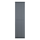 Sleek anthracite grey oval single column radiator, 1800 x 480mm, featuring a modern vertical design and smooth finish