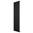 Sleek black oval single column radiator, 1800 x 480mm, featuring a modern design with a smooth finish and vertical orientation