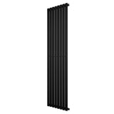 Sleek black oval single column radiator, 1800 x 480mm, featuring a modern design with a smooth finish and vertical orientation