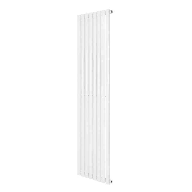 Sleek white oval single column radiator measuring 1800 x 480mm, featuring a smooth finish and modern vertical design for efficient heating