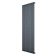 Sleek anthracite grey oval single column radiator, 1800 x 600mm, featuring a modern vertical design with smooth, textured finish