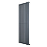 Sleek anthracite grey oval single column radiator, 1800 x 600mm, featuring a modern vertical design with smooth, textured finish