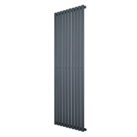 Sleek anthracite grey oval single column radiator, 1800 x 600mm, featuring a modern vertical design with smooth, textured finish