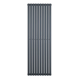 Sleek anthracite grey oval single column radiator, 1800 x 600mm, featuring vertical bars and a modern, minimalist design
