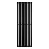 Sleek black oval single column radiator, 1800 x 600mm, featuring vertical bars with a smooth matte finish, ideal for modern interiors