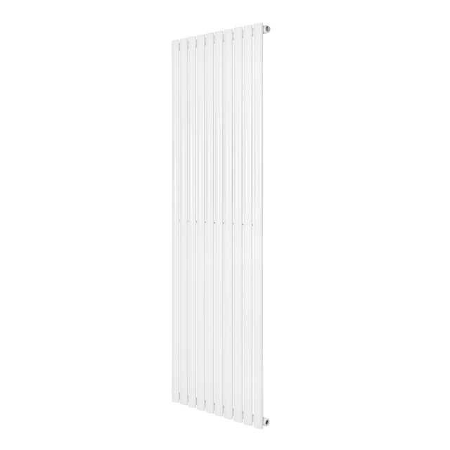 Sleek white oval single column radiator, 1800 x 600mm, featuring vertical bars for efficient heating and a modern design