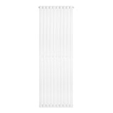 Sleek white oval single column radiator, 1800 x 600mm, featuring a modern design with smooth, elongated vertical lines and a glossy finish
