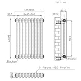 Traditional 2 Column Radiator - 600 x 425mm - Raw Metal