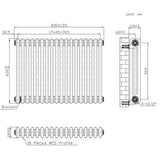 Traditional 3 Column Radiator - 600 x 830mm - Raw Metal