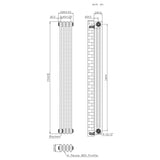 Traditional 3 Column Radiator - 1500 x 200mm - Raw Metal