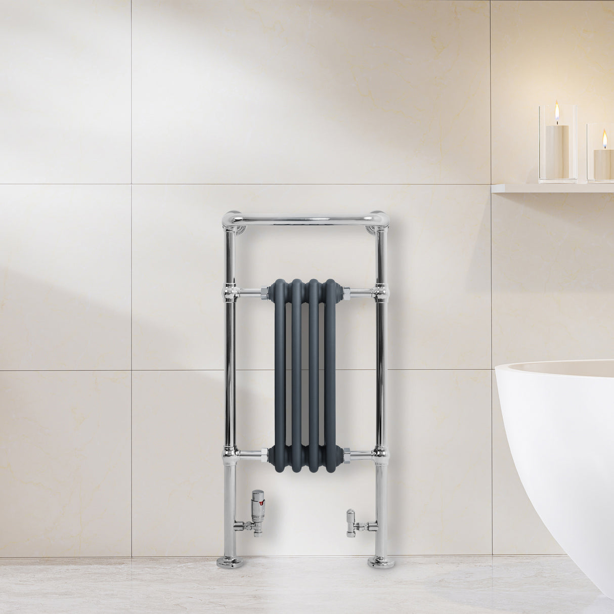 Traditional Heated Towel Rail Radiator – 950mm x 480mm  – Anthracite Grey
