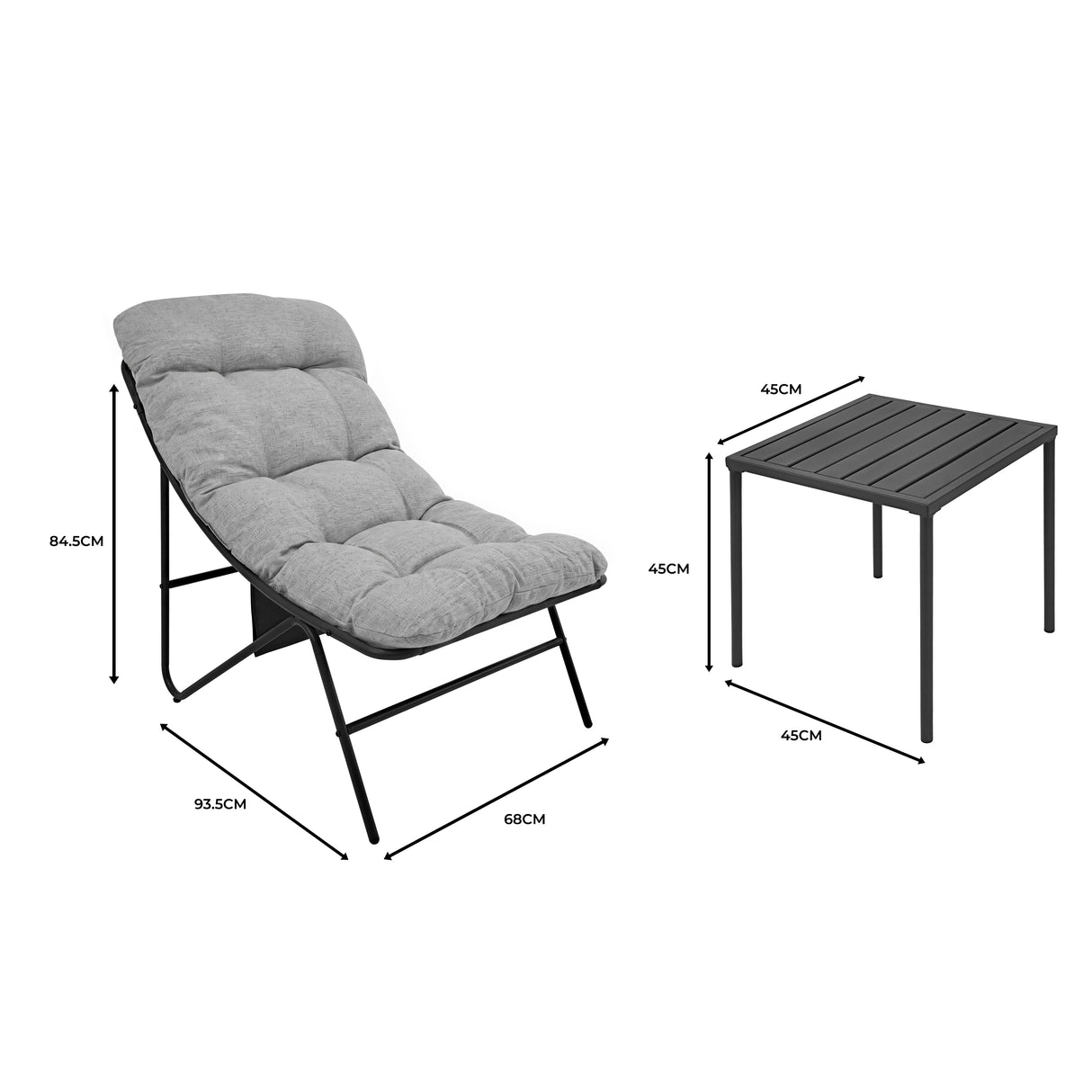 3 Piece Bistro Set - Grey