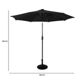 LED Tilt Parasol 2.7m With Tilt Base – Black