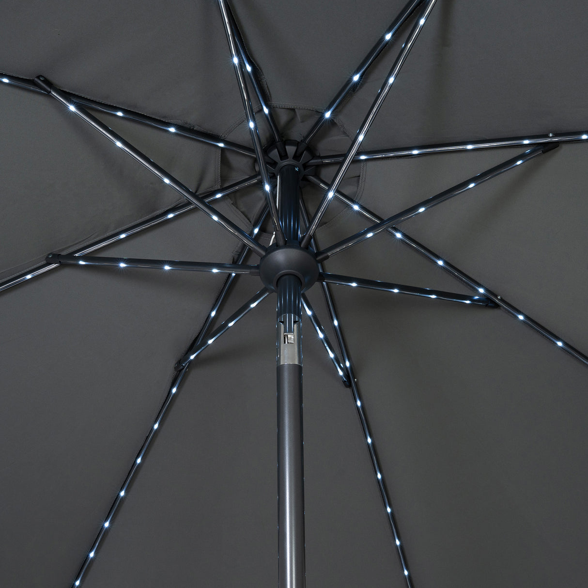 LED Tilt Parasol 2.7m With Tilt Base – Grey