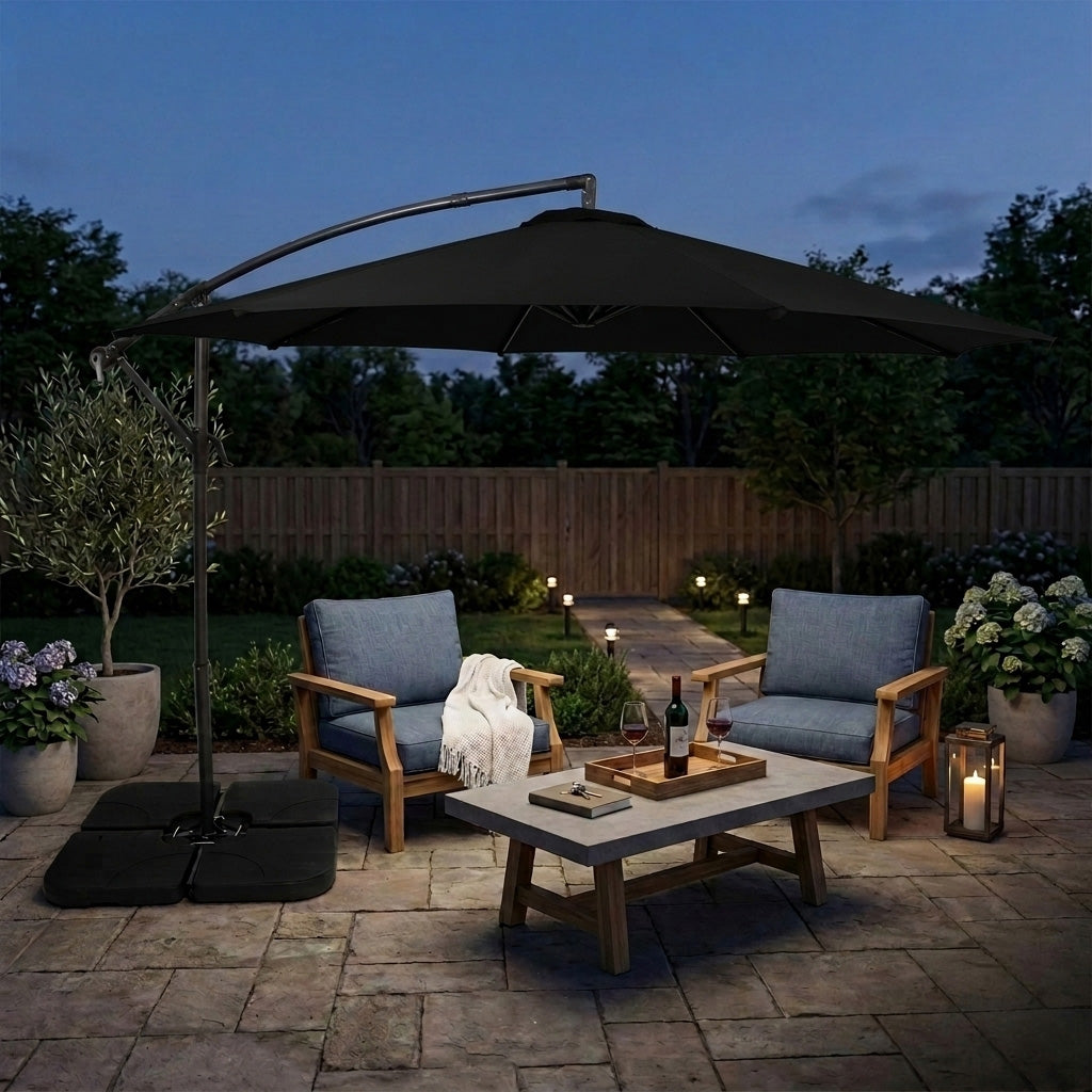 Cantilever Parasol 3m With Square Base – Black