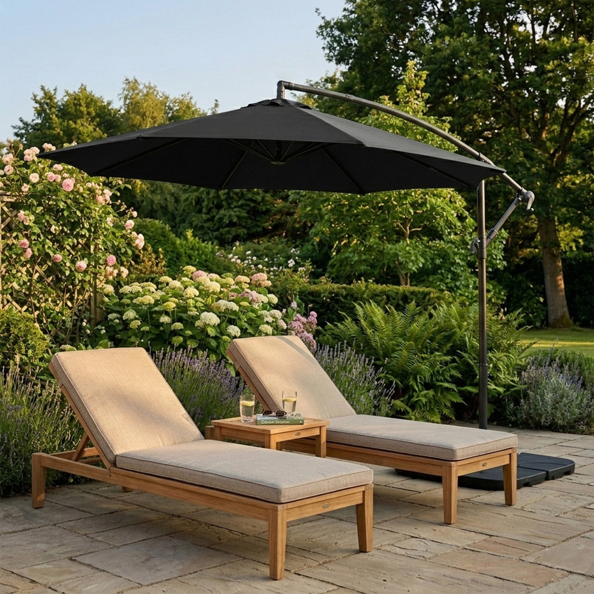 Cantilever Parasol 3m With Square Base – Black