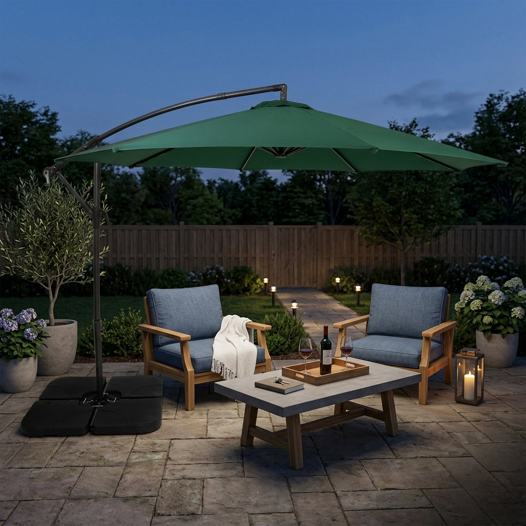 Cantilever Parasol 3m With Square Base – Green