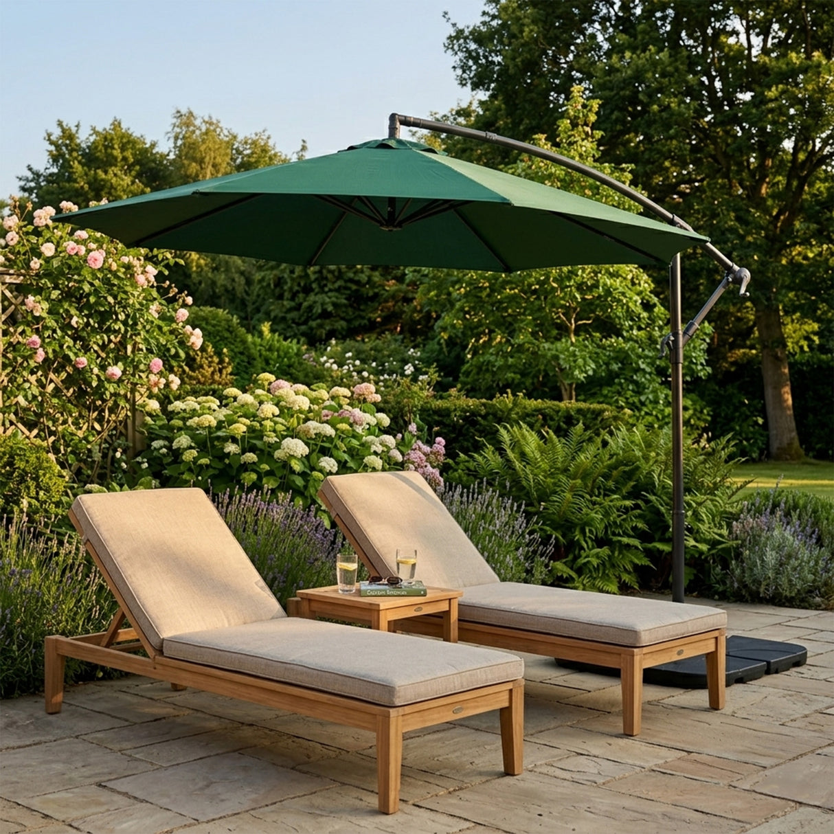 Cantilever Parasol 3m With Square Base – Green