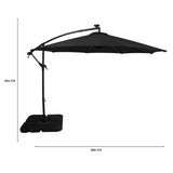 LED Cantilever Parasol 3m With Square Base – Black