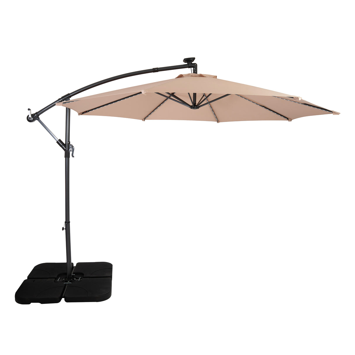 LED Cantilever Parasol 3m With Square Base – Beige