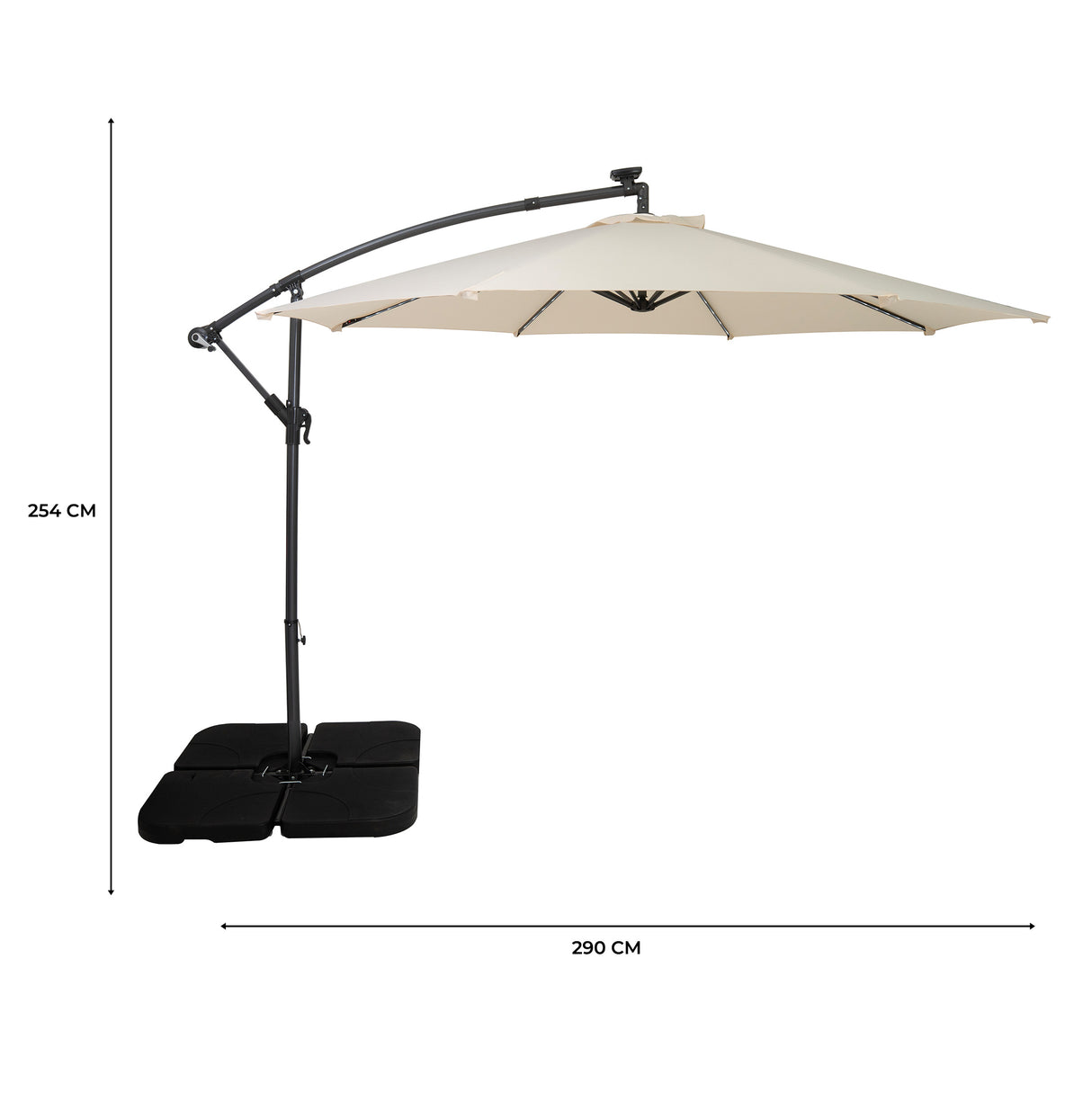 LED Cantilever Parasol 3m With Square Base – Cream