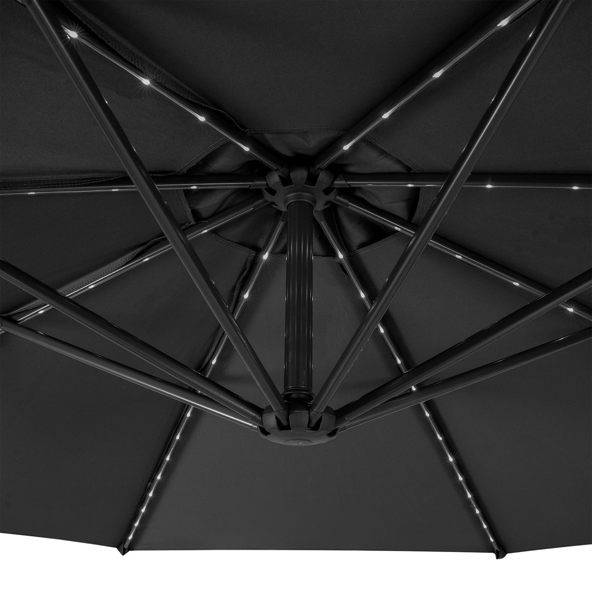 LED Cantilever Parasol 3m With Square Base – Grey