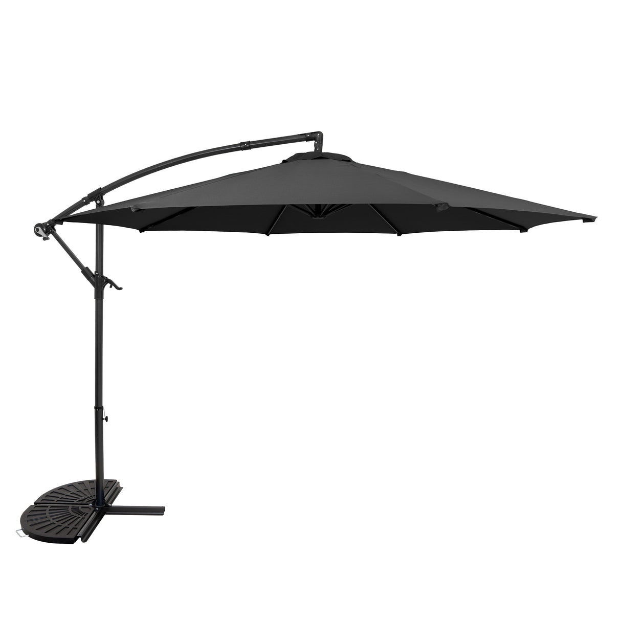 Cantilever Parasol 3m With Half Fan Base – Grey