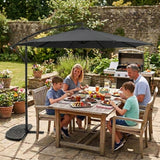 Cantilever Parasol 3m With Half Fan Base – Grey