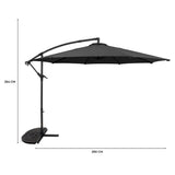 Cantilever Parasol 3m With Half Fan Base – Grey
