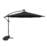 LED Cantilever Parasol 3m With Half Fan Base – Black