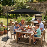 LED Cantilever Parasol 3m With Half Fan Base – Black
