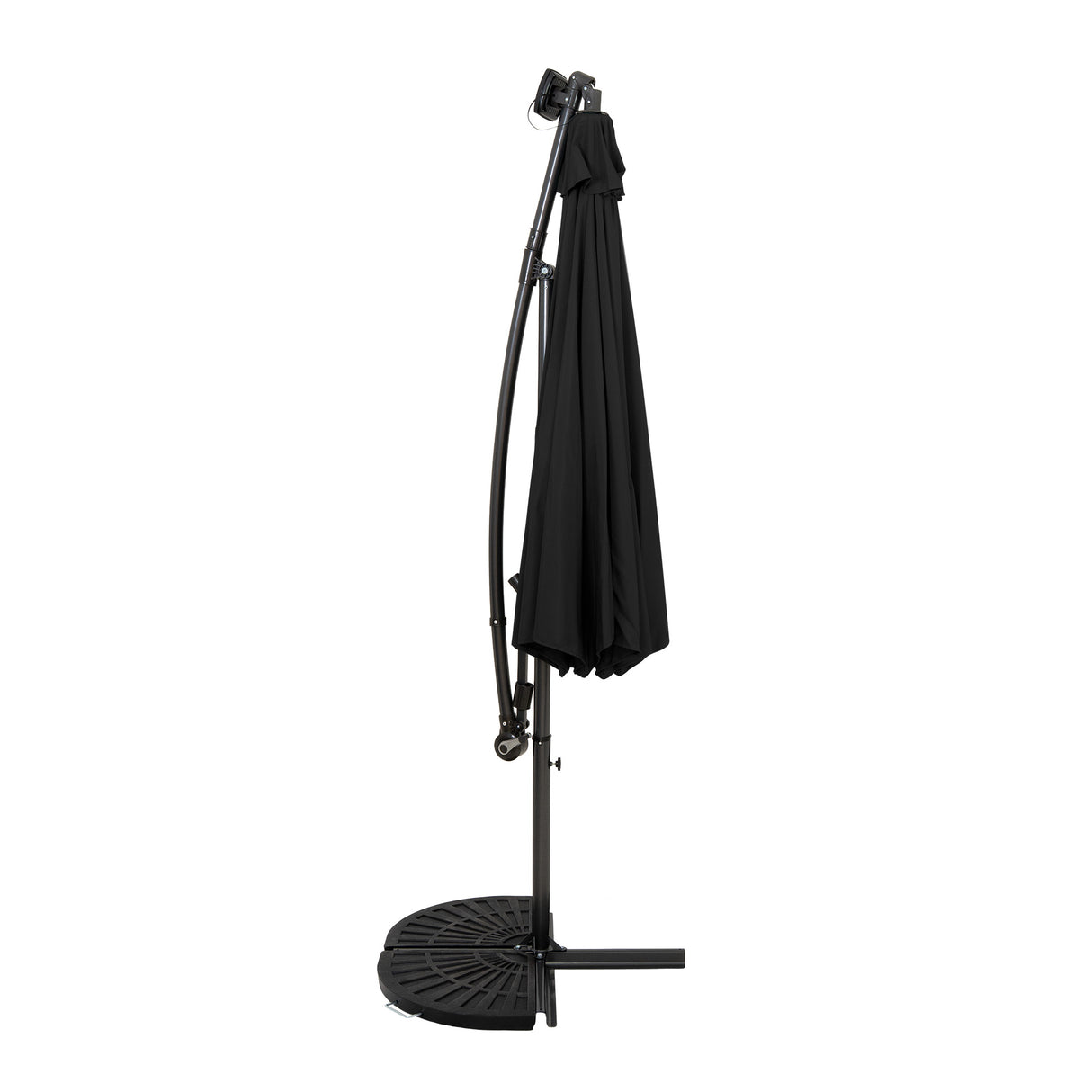 LED Cantilever Parasol 3m With Half Fan Base – Black