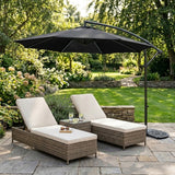 LED Cantilever Parasol 3m With Half Fan Base – Black