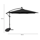 LED Cantilever Parasol 3m With Half Fan Base – Black