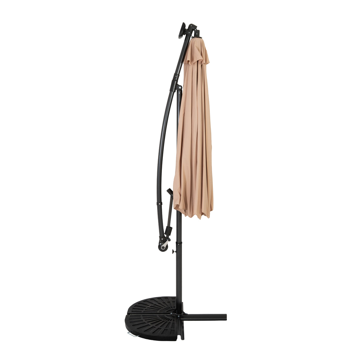 LED Cantilever Parasol 3m With Half Fan Base – Beige
