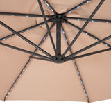LED Cantilever Parasol 3m With Half Fan Base – Beige