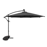 LED Cantilever Parasol 3m With Half Fan Base – Grey