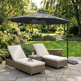 LED Cantilever Parasol 3m With Half Fan Base – Grey