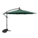 LED Cantilever Parasol 3m With Half Fan Base – Green