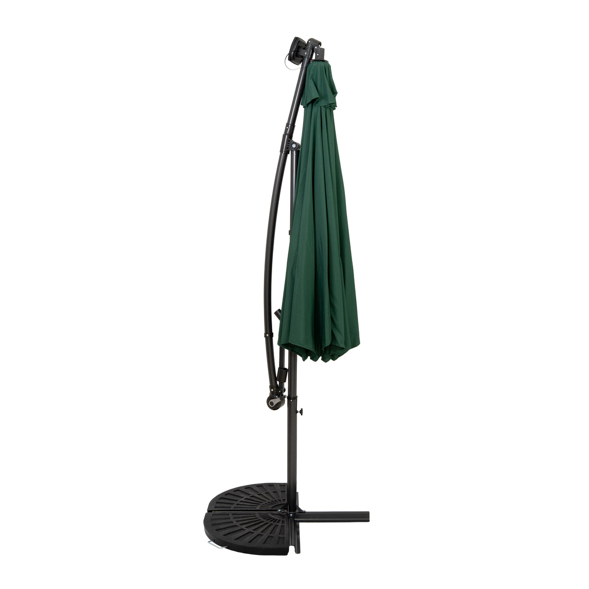 LED Cantilever Parasol 3m With Half Fan Base – Green