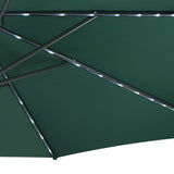 LED Cantilever Parasol 3m With Half Fan Base – Green