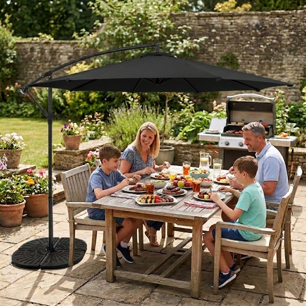 Cantilever Parasol 3m With Full Fan Base – Black