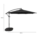 Cantilever Parasol 3m With Full Fan Base – Black