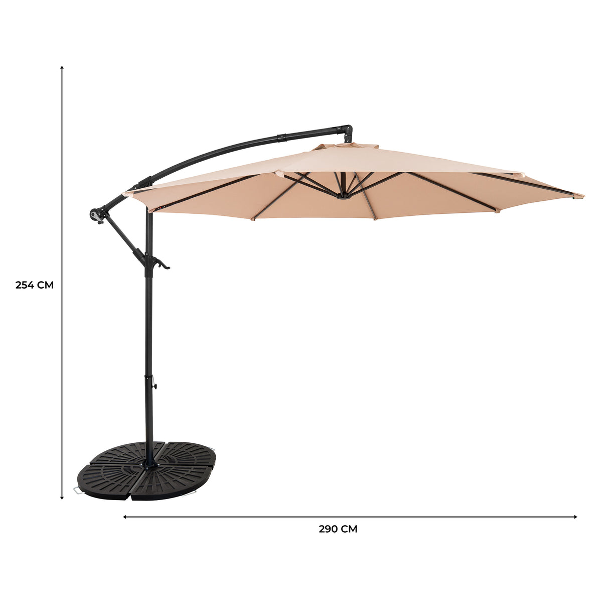 Cantilever Parasol 3m With Full Fan Base – Beige